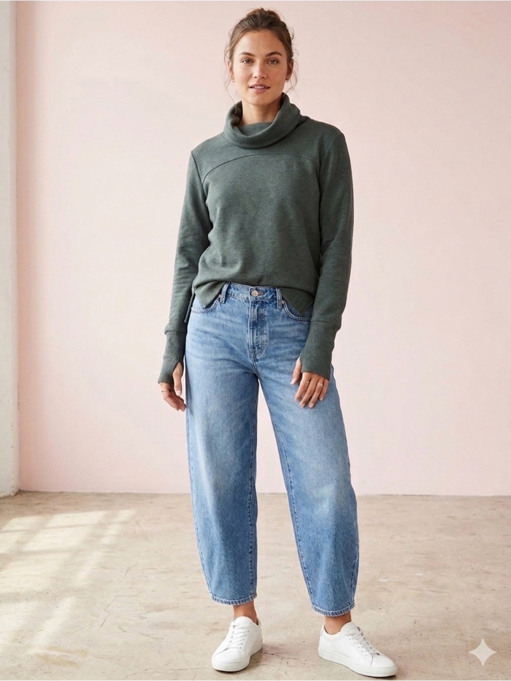 NWT Apana Gray Cowl Neck Pullover Sweatshirt